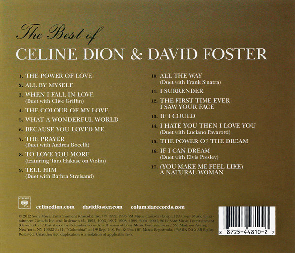 Celine Dion  The Best Of Celine Dion & David Foster : Back